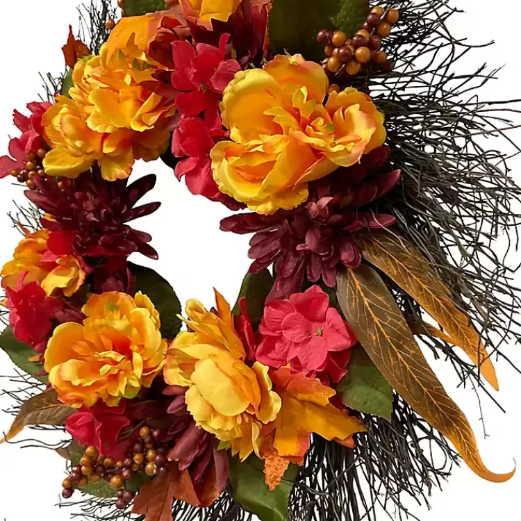 Peony and Mum Floral Wreath Wreaths