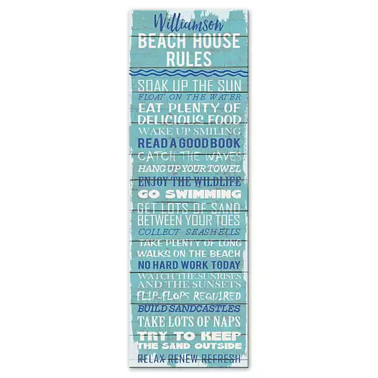 Kirklands Home Wall Quotes & Signs|Personalized Beach House Rules Canvas Wall Plaque