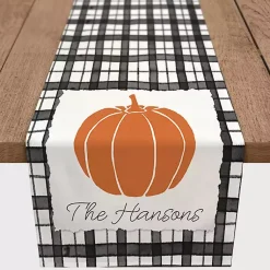 Kirklands Home Table Linens|Personalized Black and White Plaid Table Runner