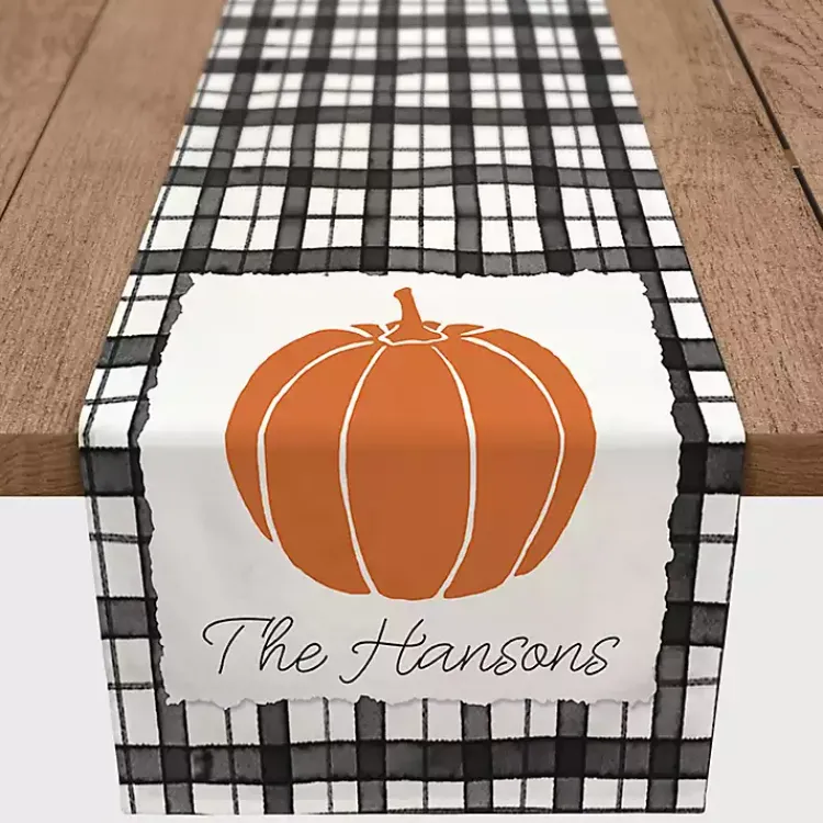 Kirklands Home Table Linens|Personalized Black and White Plaid Table Runner