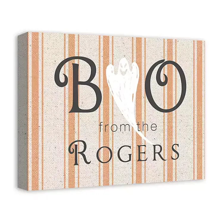 Online Personalized Boo Ghostly Stripes Wall Plaque Halloween