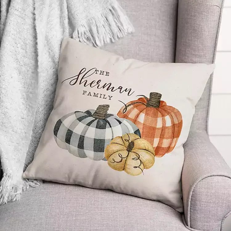 Discount Personalized Buffalo Check Pumpkins Outdoor Pillow Fall