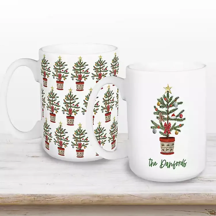 Online Personalized Christmas Tree Mugs, Set of 2 Christmas Dining & Entertaining
