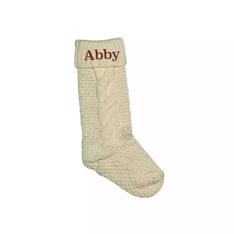 Sale Personalized Cream Serif Embroidered Stocking Christmas Stockings & Stocking Holders