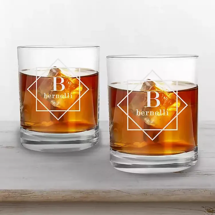 Kirklands Home Glassware & Drinkware|Personalized Diamond Whiskey Glasses, Set of 2
