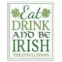 Hot Personalized Eat Drink and Be Irish Canvas Print St Patricks Day Decorations