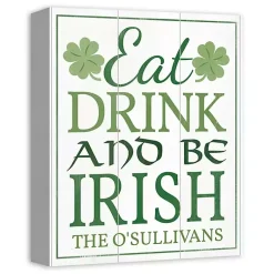 Hot Personalized Eat Drink and Be Irish Canvas Print St Patricks Day Decorations