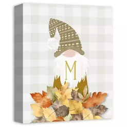 Online Personalized Fall Gnome Monogram Canvas Art Print Fall