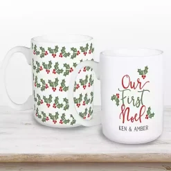 Personalized First Noel Christmas Mugs, Set of 2 Christmas Dining & Entertaining