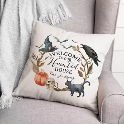 Personalized Haunted House Halloween Pillow Halloween