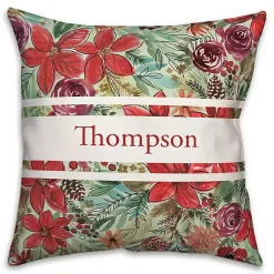 New Personalized Holiday Blooms Outdoor Pillow Christmas Pillows