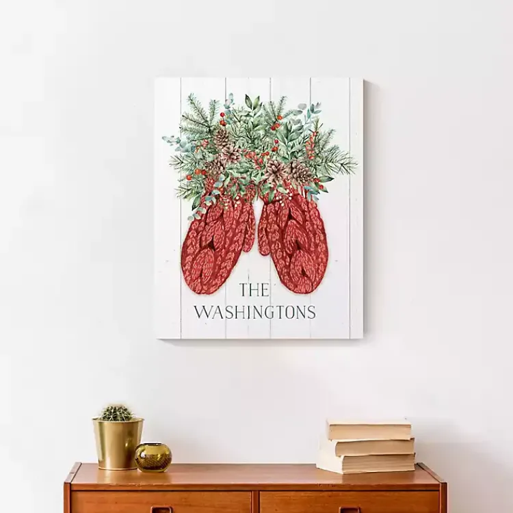 Outlet Personalized Joyful Mittens Canvas Art Print Christmas Art & Wall Decor