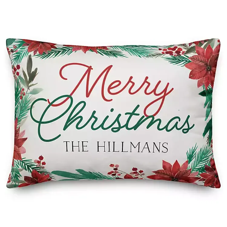 Best Personalized Merry Christmas Poinsettia Pillow Christmas Pillows