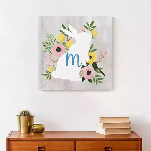 Best Personalized Monogram Bunny Canvas Art Print Easter Decorations