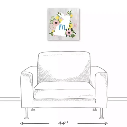 Best Personalized Monogram Bunny Canvas Art Print Easter Decorations