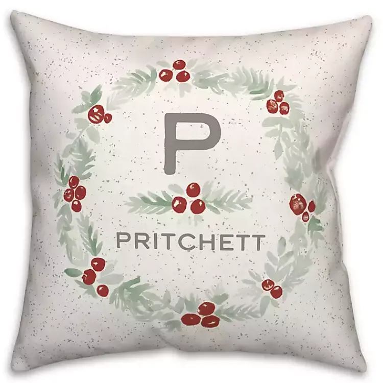 Best Personalized Monogram Holly Wreath Throw Pillow Christmas Pillows