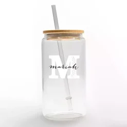 Kirklands Home Monogram Kitchen Decor|Personalized Monogram M Floral Glass Cup