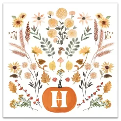 Personalized Monogram Pumpkin Floral Canvas Print Fall