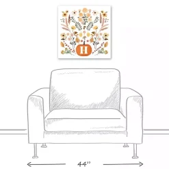Personalized Monogram Pumpkin Floral Canvas Print Fall