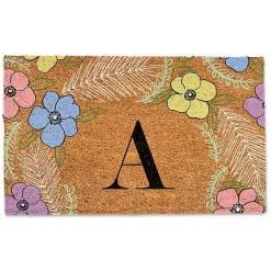 Kirklands Home Doormats|Personalized Monogram Spring Flowers Coir Doormat