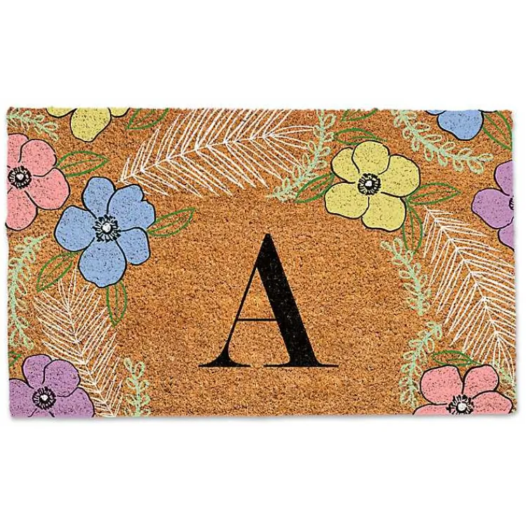 Kirklands Home Doormats|Personalized Monogram Spring Flowers Coir Doormat