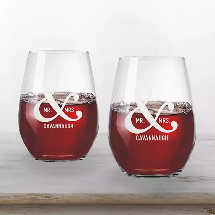 Kirklands Home Glassware & Drinkware|Personalized Mr. & Mrs. Wine Glasses, Set of 2