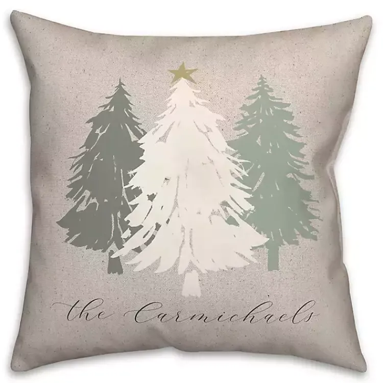 Discount Personalized Neutral Christmas Tree Throw Pillow Christmas Pillows