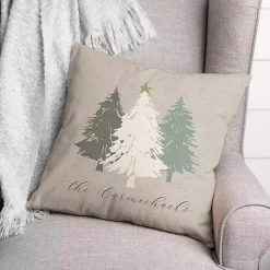 Discount Personalized Neutral Christmas Tree Throw Pillow Christmas Pillows