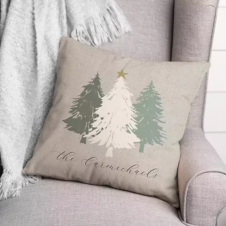 Discount Personalized Neutral Christmas Tree Throw Pillow Christmas Pillows