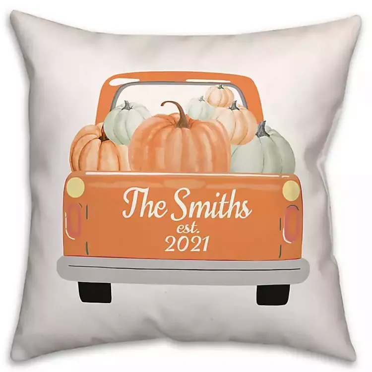 New Personalized Orange Pumpkin Truck Pillow Fall
