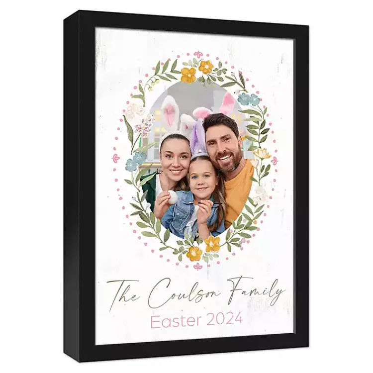 Hot Personalized Photo Floral Wreath Canvas Print Easter Decorations