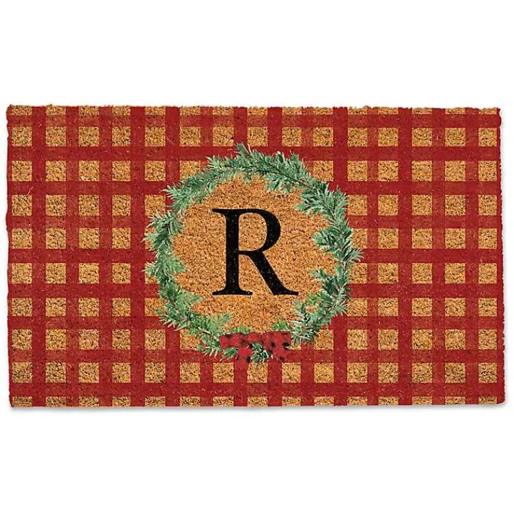 Outlet Personalized Plaid Christmas Monogram Doormat Monogram Seasonal Decor