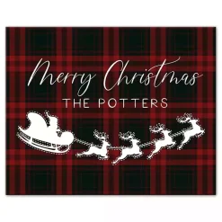 Discount Personalized Plaid Santa Sleigh Canvas Wall Plaque Christmas Art & Wall Decor