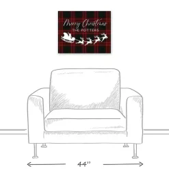 Discount Personalized Plaid Santa Sleigh Canvas Wall Plaque Christmas Art & Wall Decor