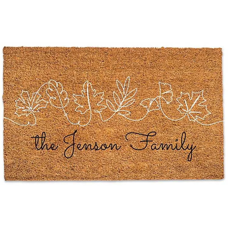 Personalized Simple Sketched Leaves Doormat Fall