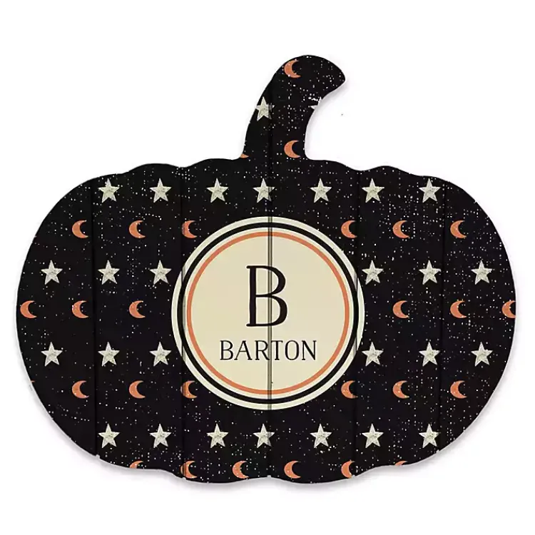 Hot Personalized Star & Moon Pumpkin Wood Plaque Halloween