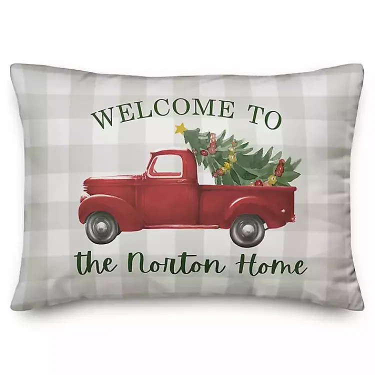 Sale Personalized Welcome Christmas Truck Pillow Christmas Pillows