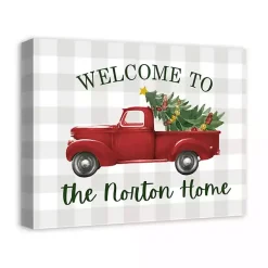 Clearance Personalized Welcome Christmas Truck Canvas Plaque Christmas Art & Wall Decor