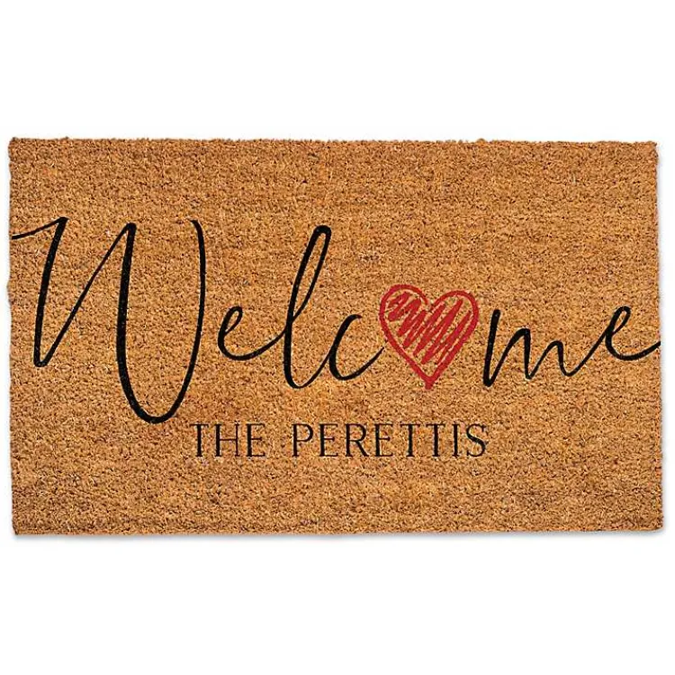 Kirklands Home Doormats|Personalized Welcome Heart Coir Doormat
