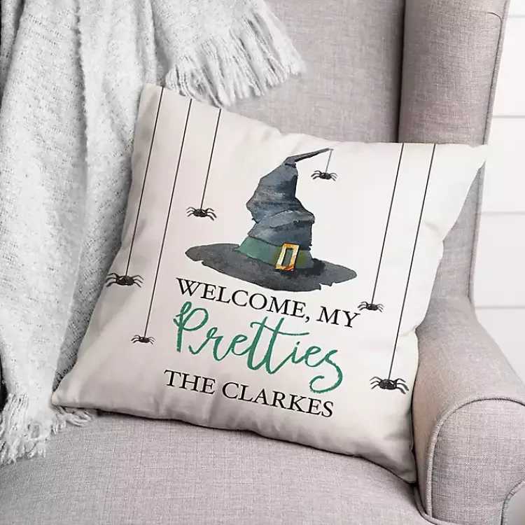Outlet Personalized Welcome My Pretties Outdoor Pillow Halloween