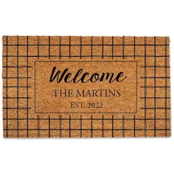 Kirklands Home Doormats|Personalized Welcome Windowpane Coir Doormat