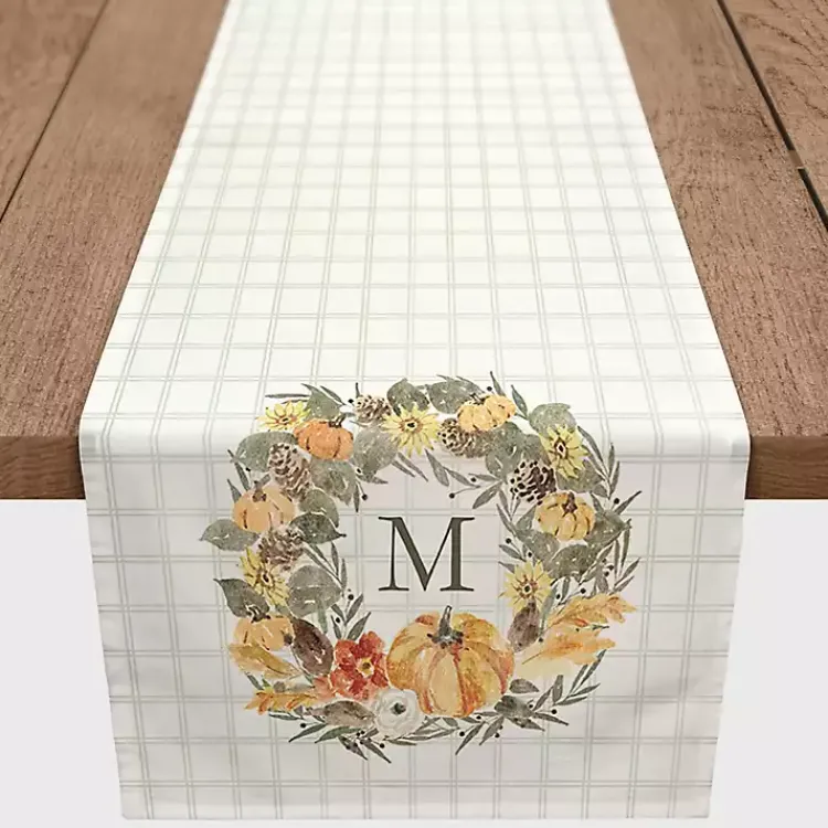 Kirklands Home Table Linens|Personalized Wreath Monogram Table Runner, 90 in.