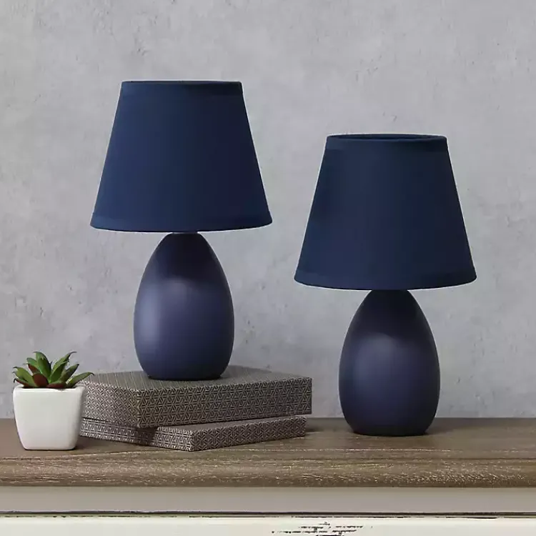 Kirklands Home Table Lamps|Petite Oblong Table Lamps, Set of 2 Blue