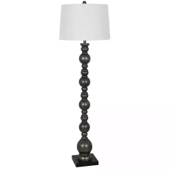 Kirklands Home Floor Lamps|Pewter Pillar Round Floor Lamp Gray