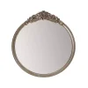 Kirklands Home Decorative Mirrors|Pewter Wood Carved Rosettes Wall Mirror