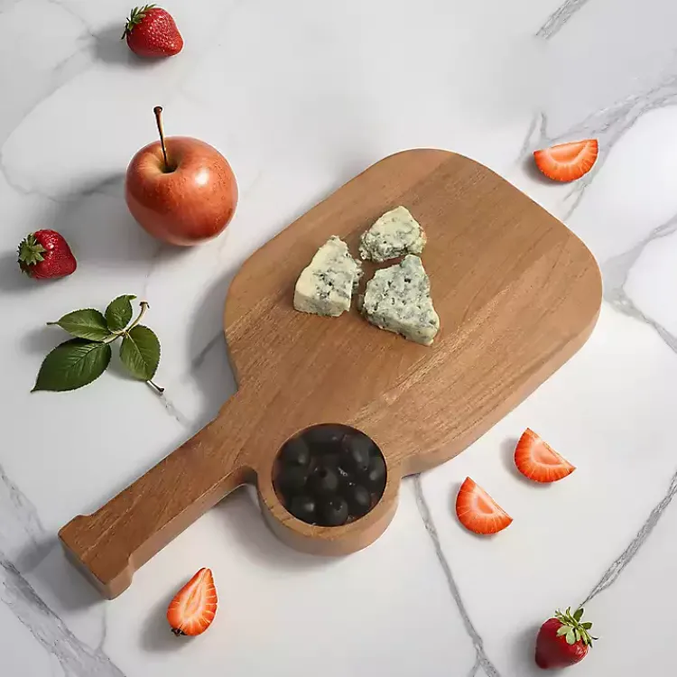 Kirklands Home Serving & Entertaining|Pickleball Shaped Acacia Wood Serving Board