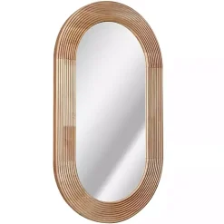 Kirklands Home Decorative Mirrors|Pill Capsule Oval Shaped Wood Wall Mirror