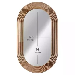 Kirklands Home Decorative Mirrors|Pill Capsule Oval Shaped Wood Wall Mirror