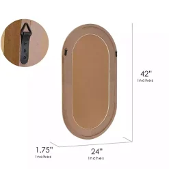 Kirklands Home Decorative Mirrors|Pill Capsule Oval Shaped Wood Wall Mirror