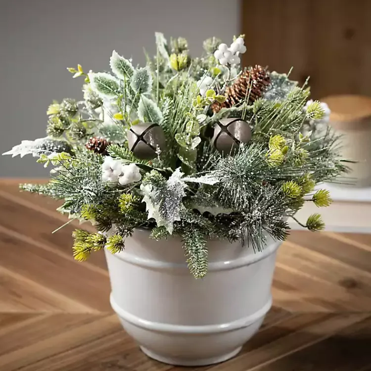 Clearance Pine & Berry Jingle Bell Christmas Arrangement Christmas Arrangements & Garland